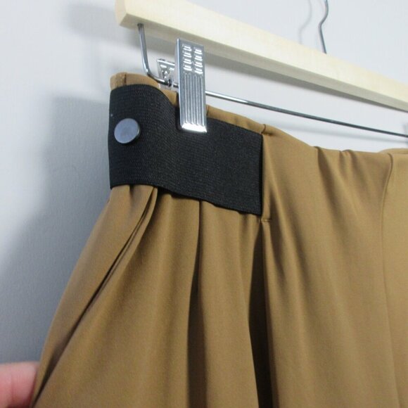 Aday Turn It Up Pants Women L Brown High Rise Trouser Ankle Pleated Casual 310 - Picture 6 of 12